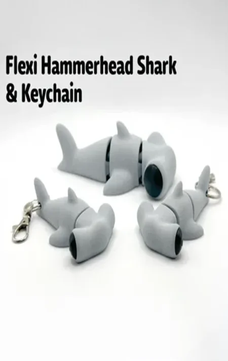 Flexi Hammerhead Shark and Keychain STL Files