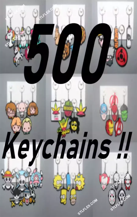 500 Keychains 3D Model Mega Bundle