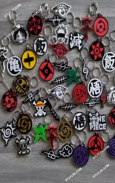 Anime Pack Keychain STL Files Multiple Anime Characters