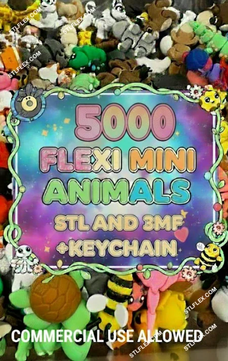 Flexi Mini Animals 5000 STL and 3MF + Keychain