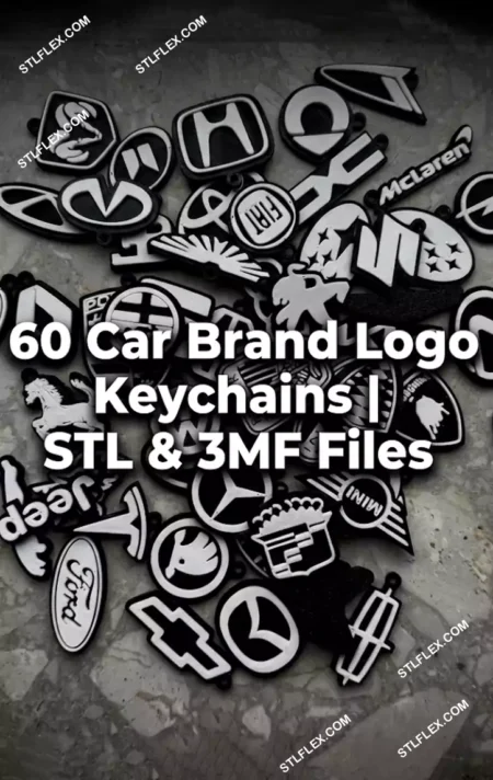 60 Car Brand Logo Keychains STL & 3MF Files