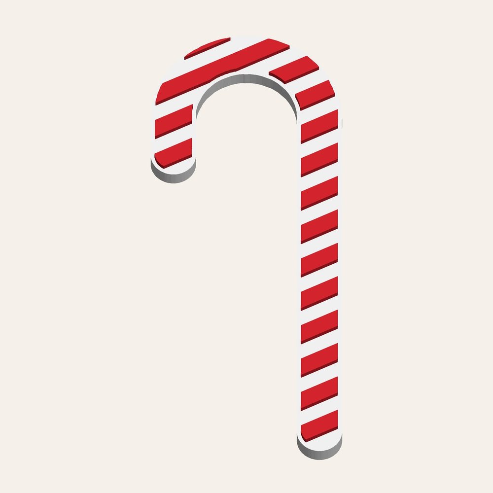 3D printed candy cane Christmas ornament – free STL