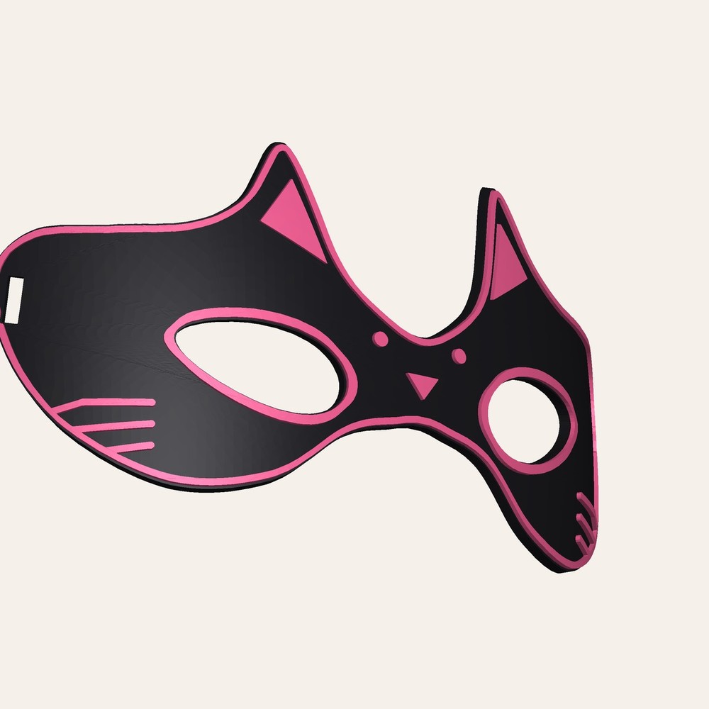 3D printed cat mask STL for Halloween and cosplay side view