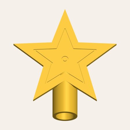 3D printed gold star tree topper front – free STL