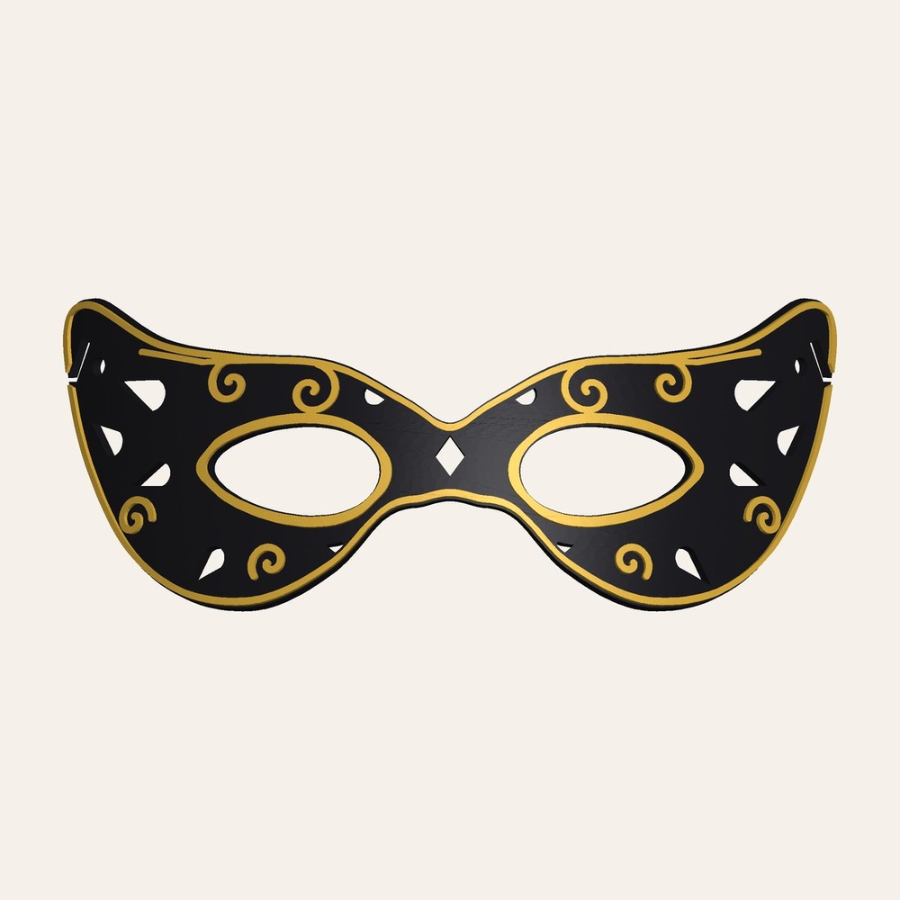 3D printed Venetian masquerade mask STL black and gold